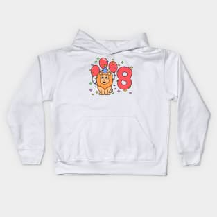 I am 8 with lion - kids birthday 8 years old Kids Hoodie
